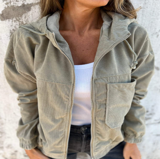 Elizabeth Hooded Zip Casual Jacket (One Piece)