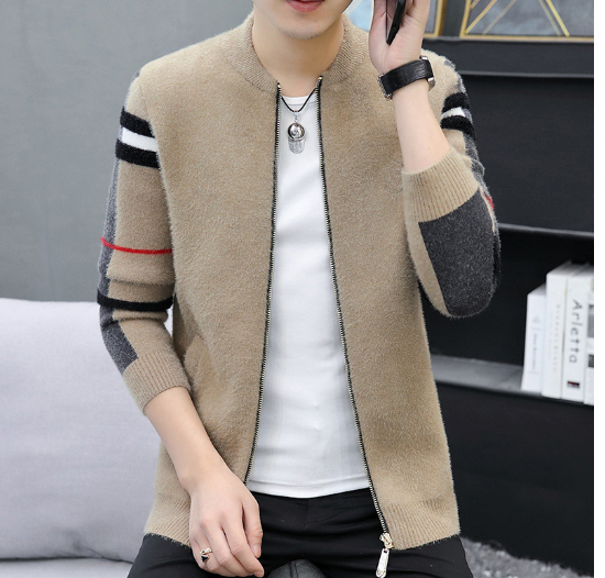 Luxury Knitted Jacket for Men - Casual Striped Cardigan