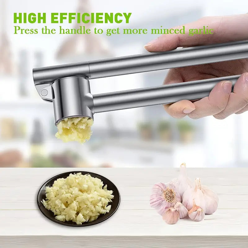 Stainless Steel Garlic Press and Chopper, Removable