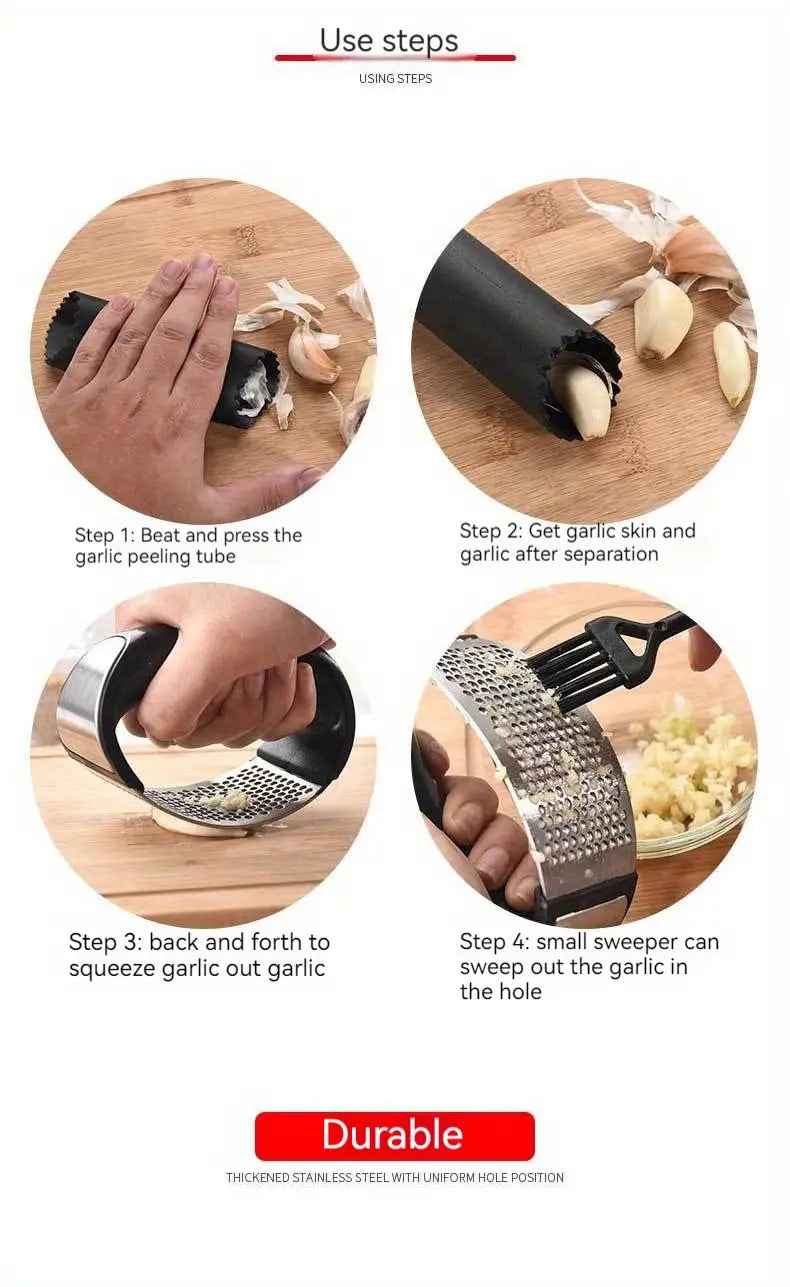Stainless Steel Garlic Press and Ginger Juice Masher