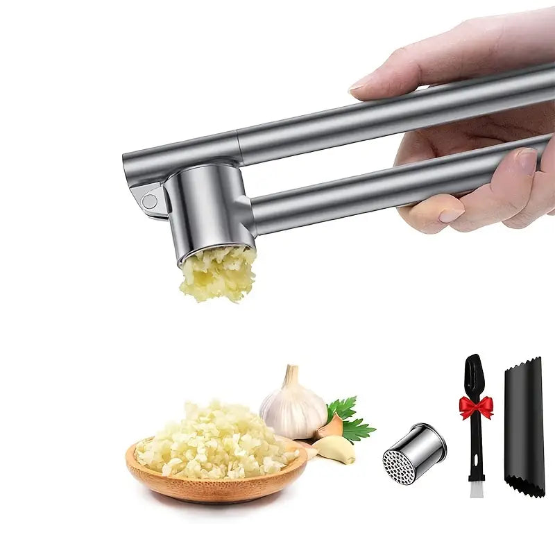 Stainless Steel Garlic Press and Chopper, Removable