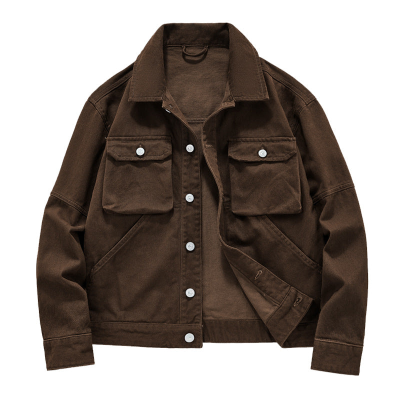 Men's Denim Jacket - Casual Multi-Pocket Windproof Coat