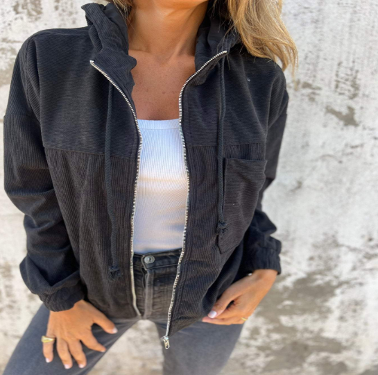 Elizabeth Hooded Zip Casual Jacket (One Piece)