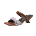 Korean Women's Sandals with Fabric and Chunky Heel (One Pair)