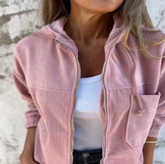 Elizabeth Hooded Zip Casual Jacket (One Piece)