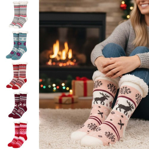Ladies Thermal Fleece Slipper Socks - AT279-0