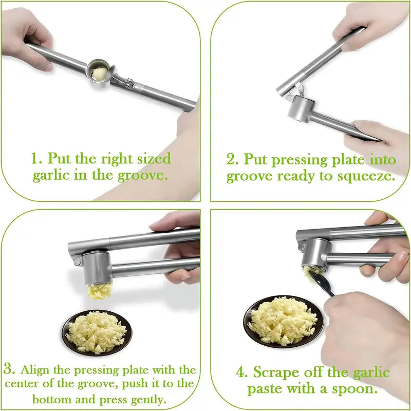 Stainless Steel Garlic Press and Chopper, Removable